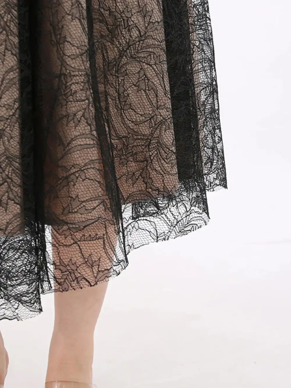 Lace Square Neck Midi Dress