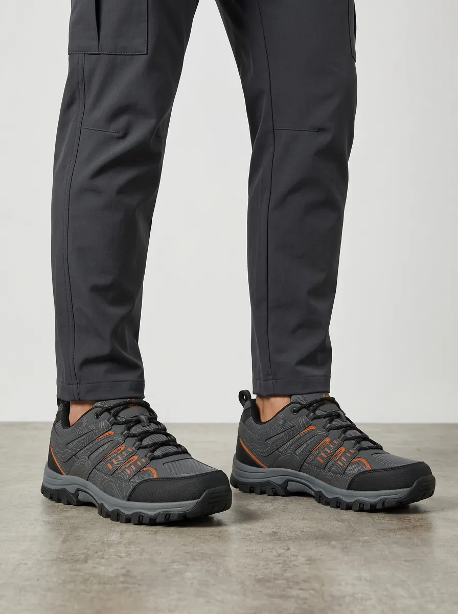 Men's Streamlined Hiking Enthusiast Topographic Map Printed Outdoor Shoes