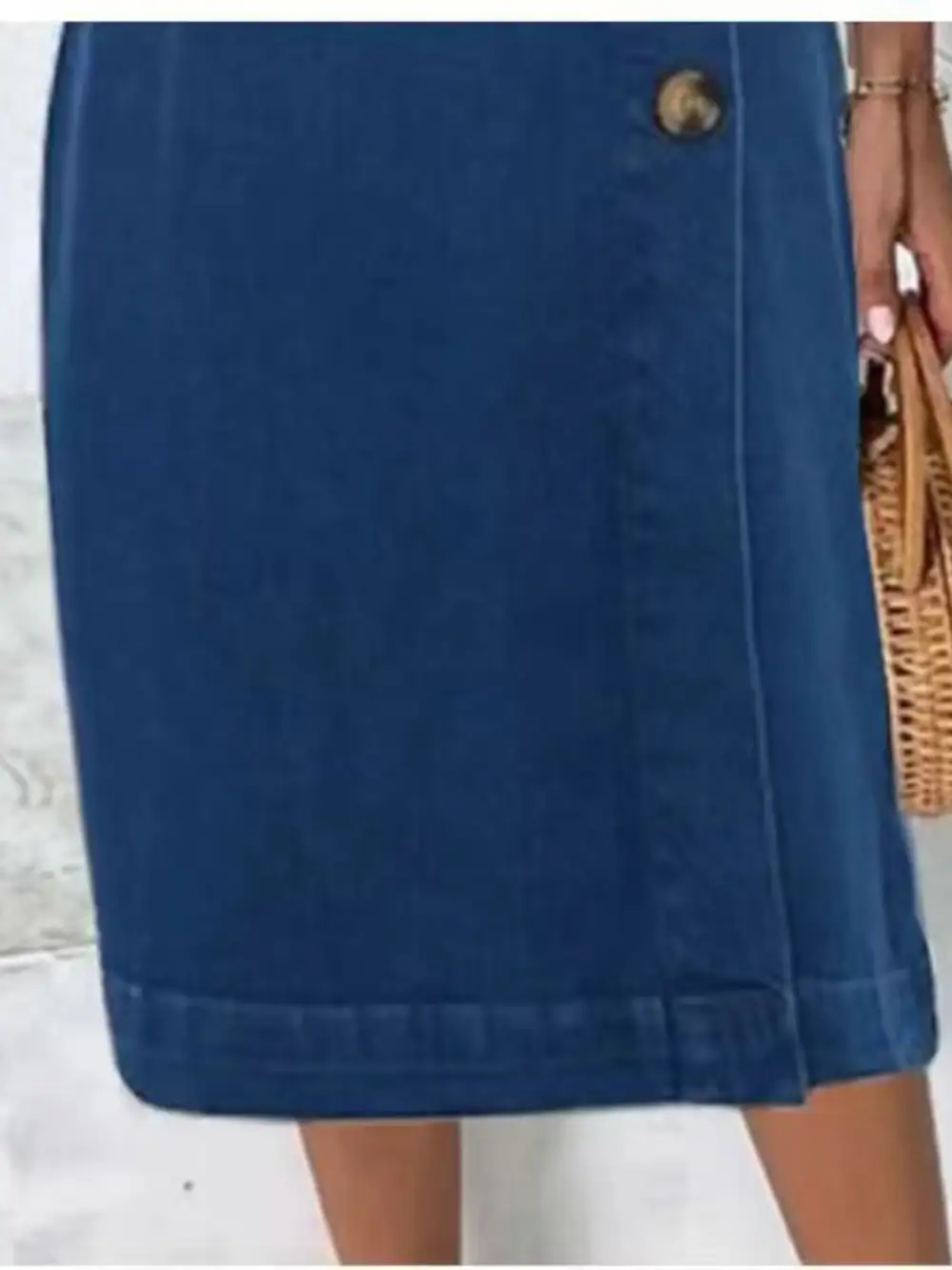 Relaxed Shape Denim Button Front Sleeveless Dress