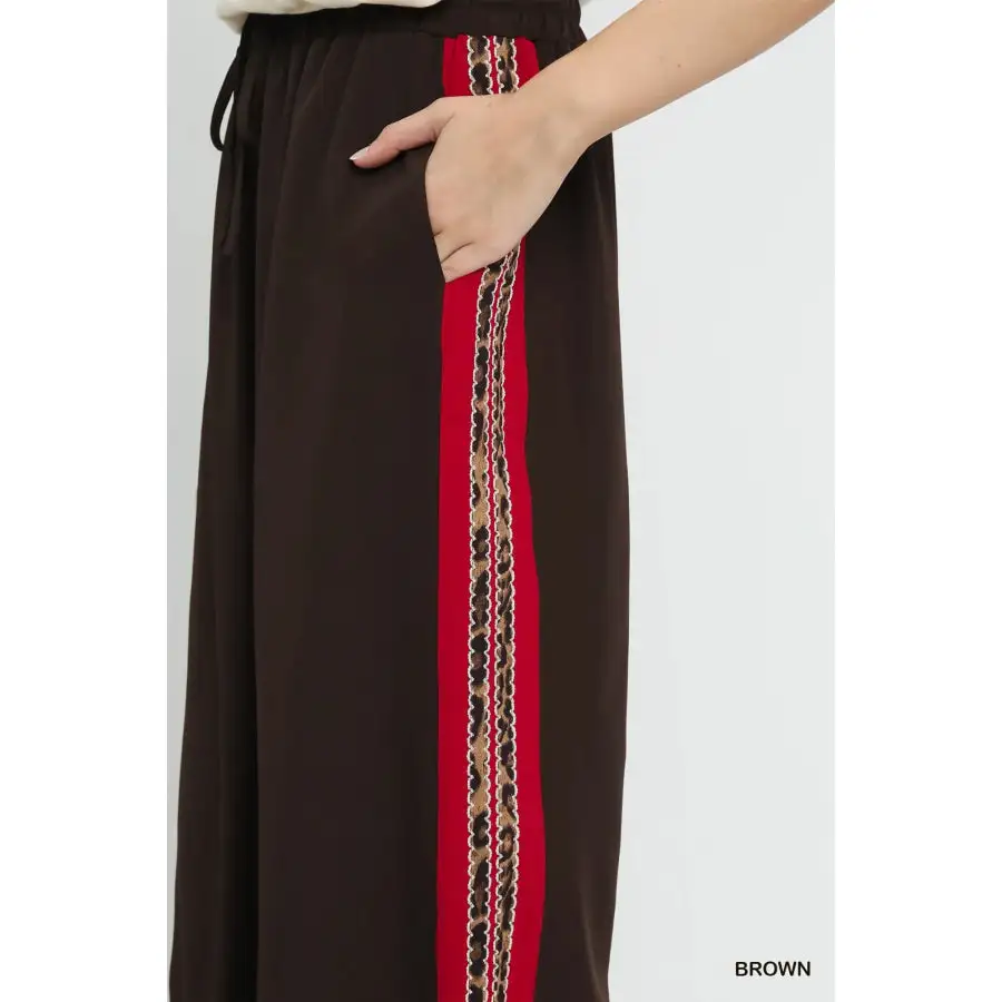 Wide Leg Pants with Contrast Side Trim