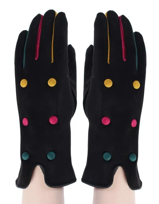 Open Edge Button Detail Gloves