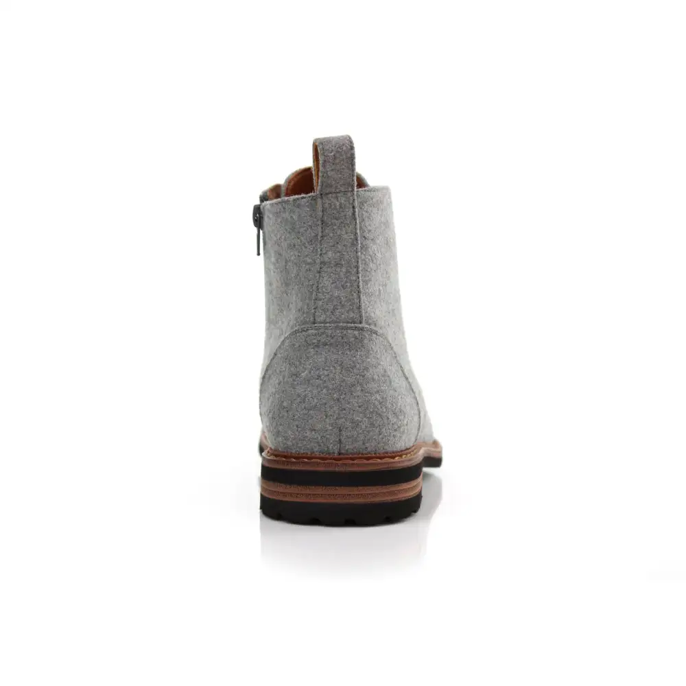 Faux-Leather Burnished Lace-Up Ankle Boots