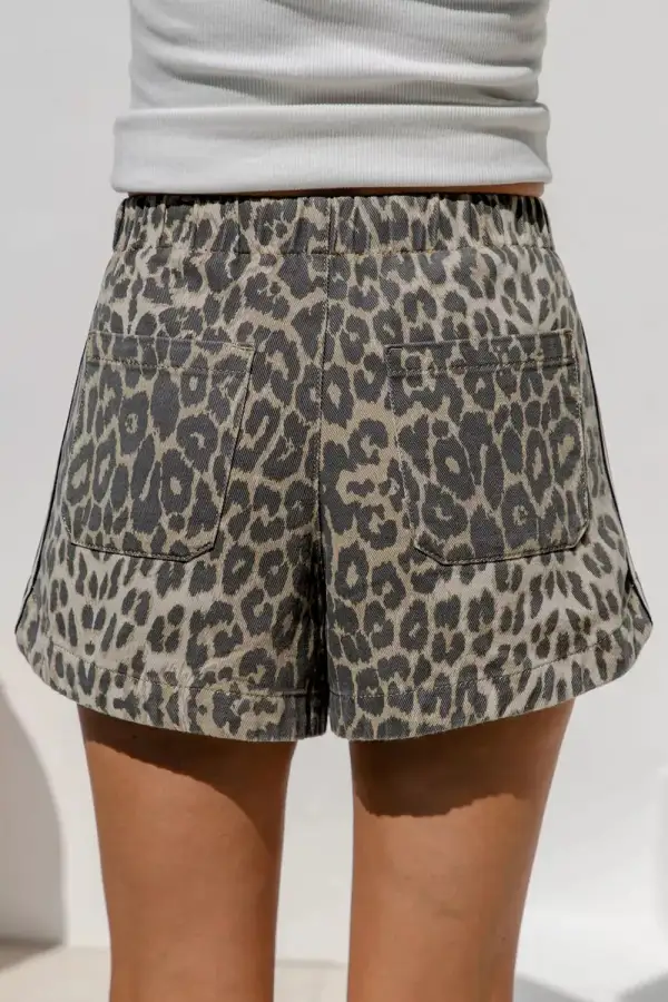 Drawstring Pocketed Cotton Striped Denim Shorts