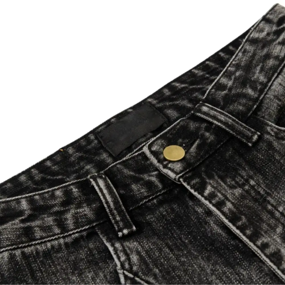 Modern Men's Wide Leg Distressed Washed Denim Jeans