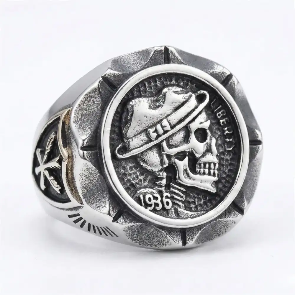Men's Hobo Nickel Skull Coin Ring