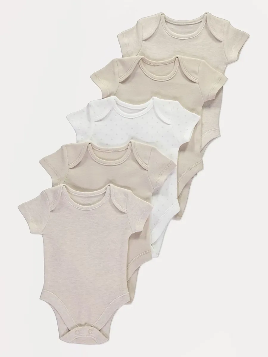 Neutral Short Sleeve Bodysuits 5 Pack
