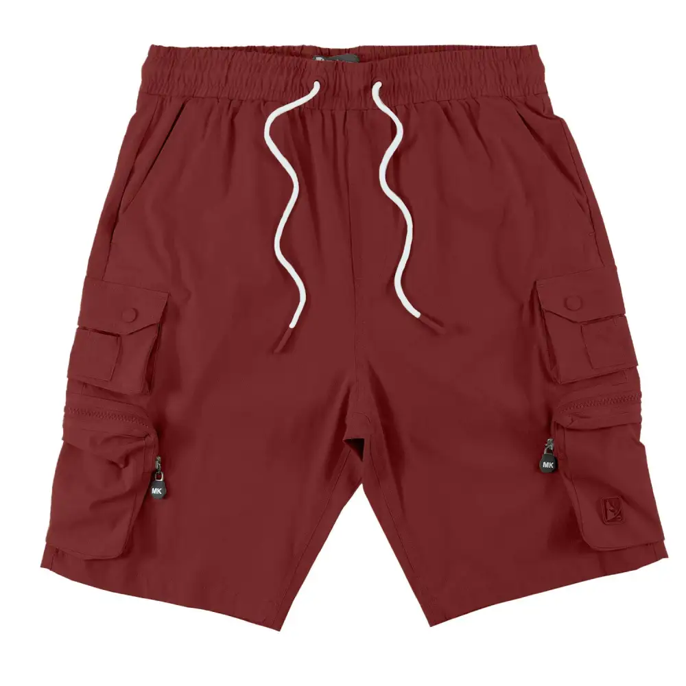 Nylon Spandex Cargo Shorts - Bugundy