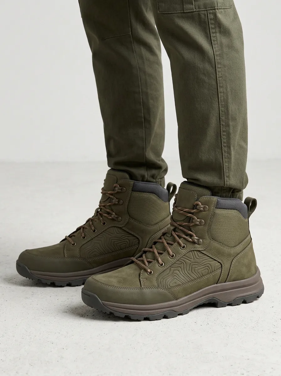 Unisex Streamlined Outdoor Hiking Topographic Map Print Work Boots
