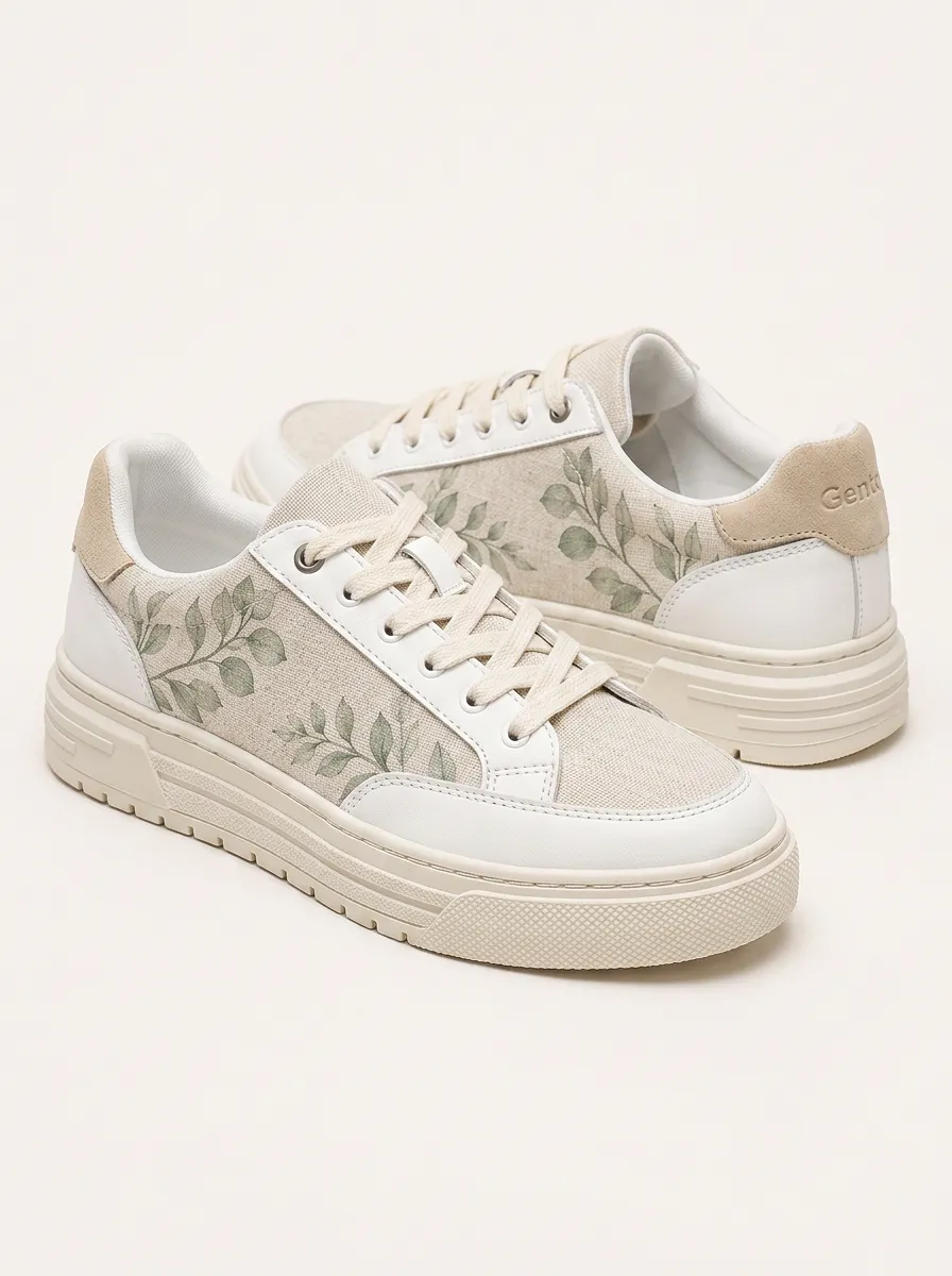 Men's Modern Botanical Nature Lover Leaf Patterned Expressive Skate Shoes