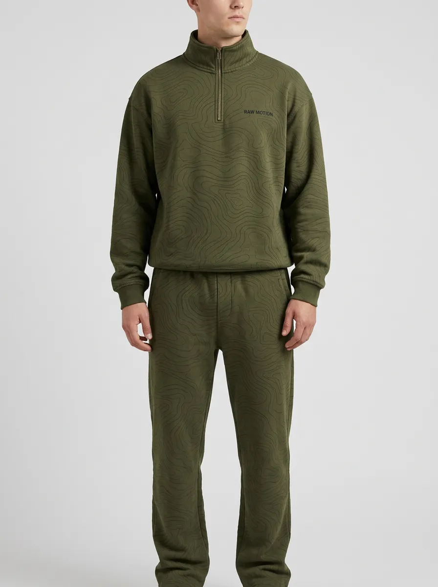 Quarter-Zip Jogger Topographic Men's Two-Piece Tracksuit