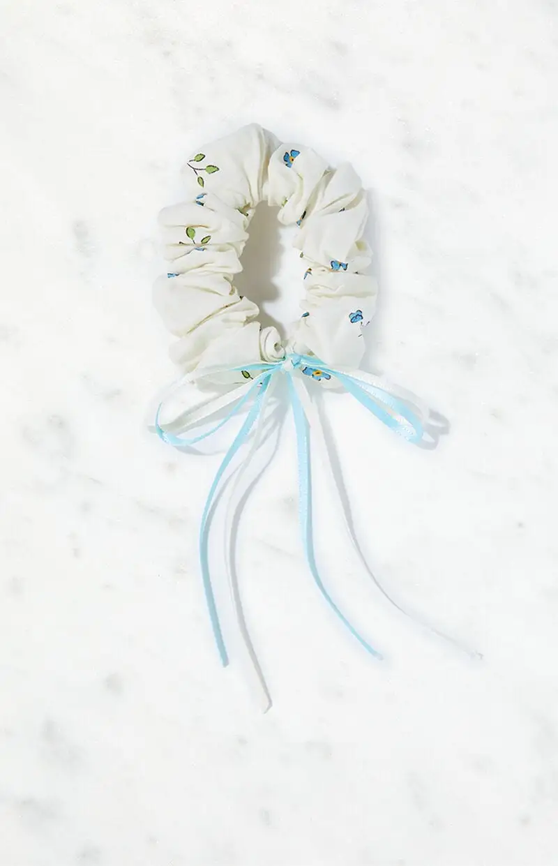 PacSun Blue Floral Bow Hair Scrunchie