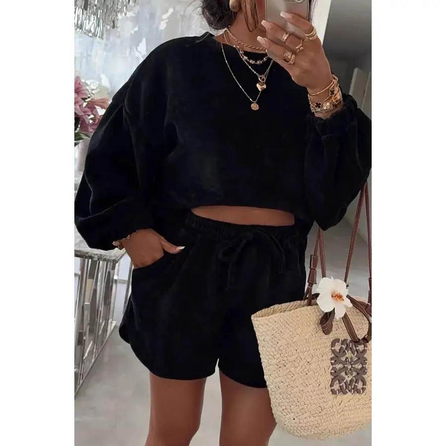 Relaxed Fit Cropped Top and Shorts Set