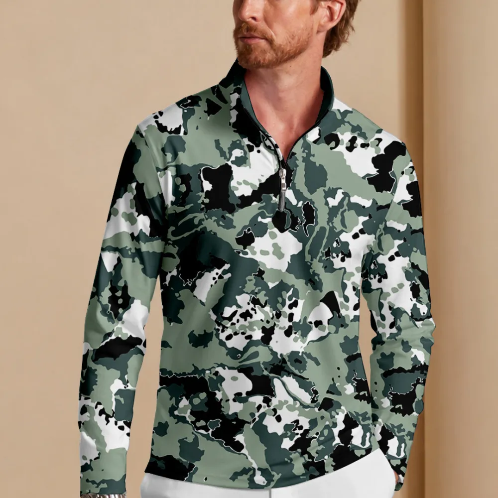 Refined Midweight Long Sleeve Pullover Golf Shirt