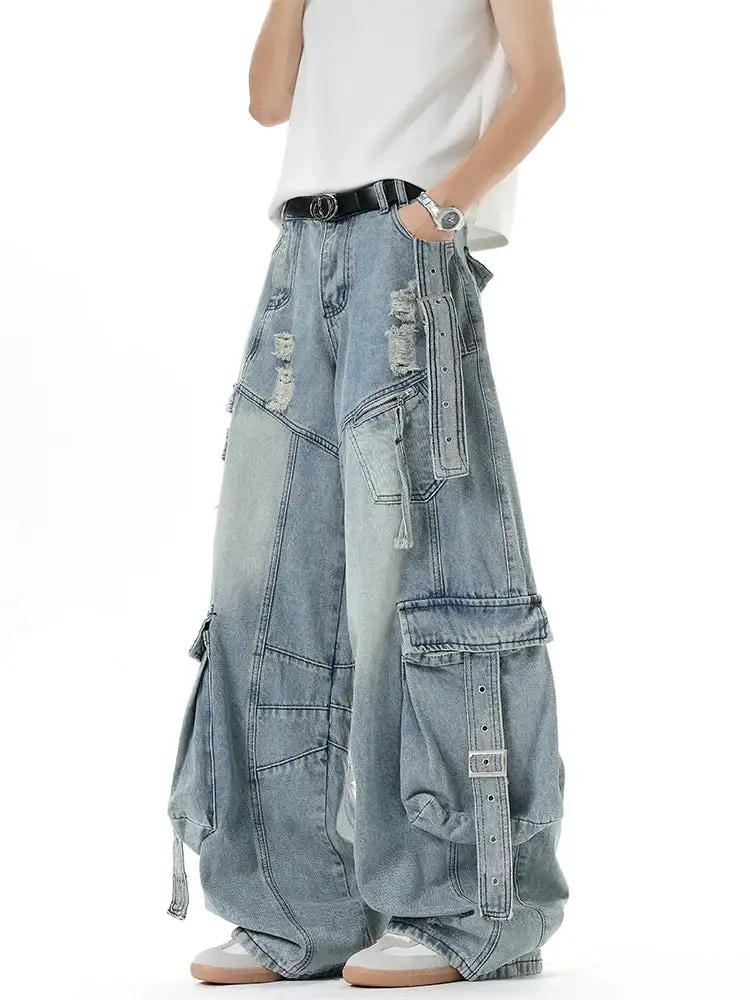Distressed Harness Cargo Pants