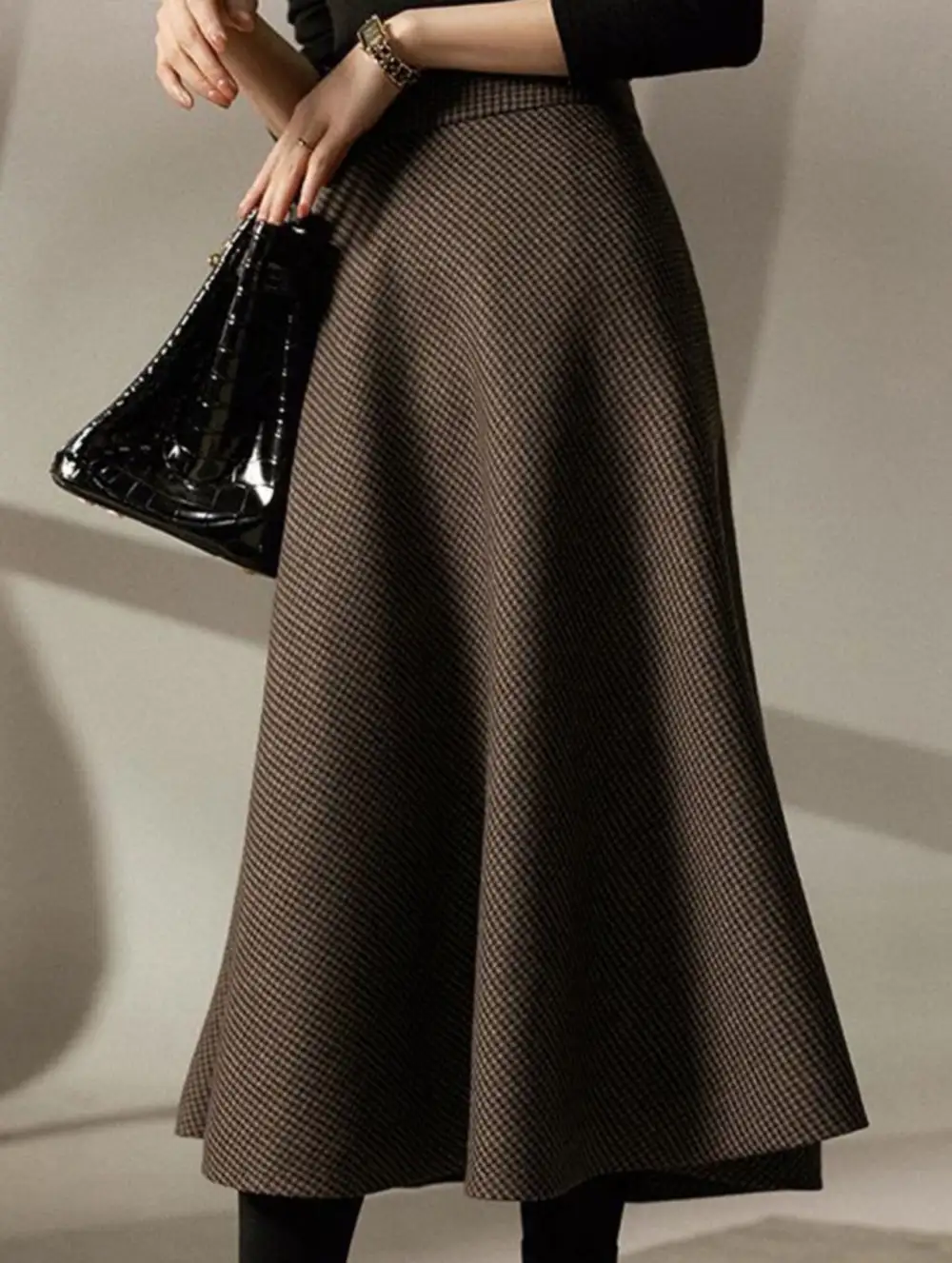 A-Line High Waist Midi Skirt