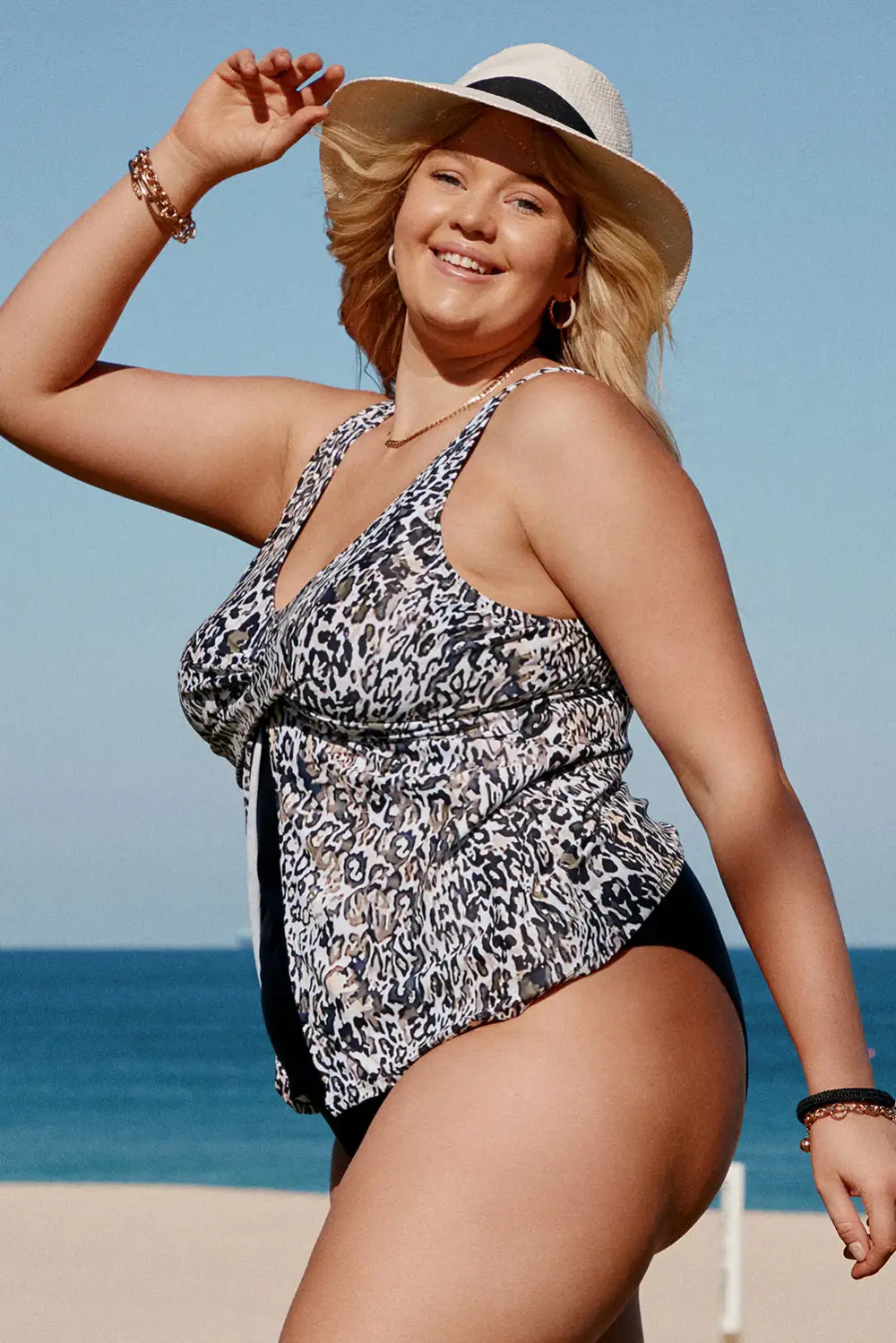 Swimwear Leopard Spaghetti Sleeveless Beach Sexy Tankini Set