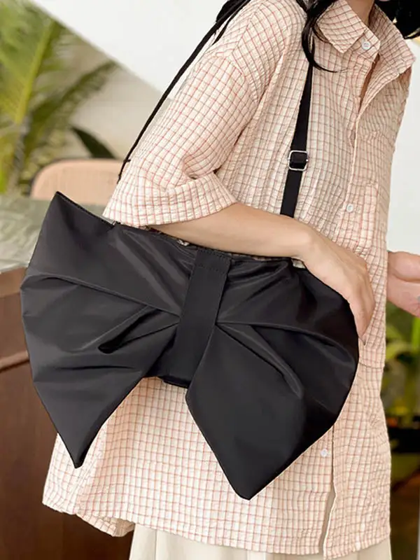 Bow Detail Zip Shoulder Bag