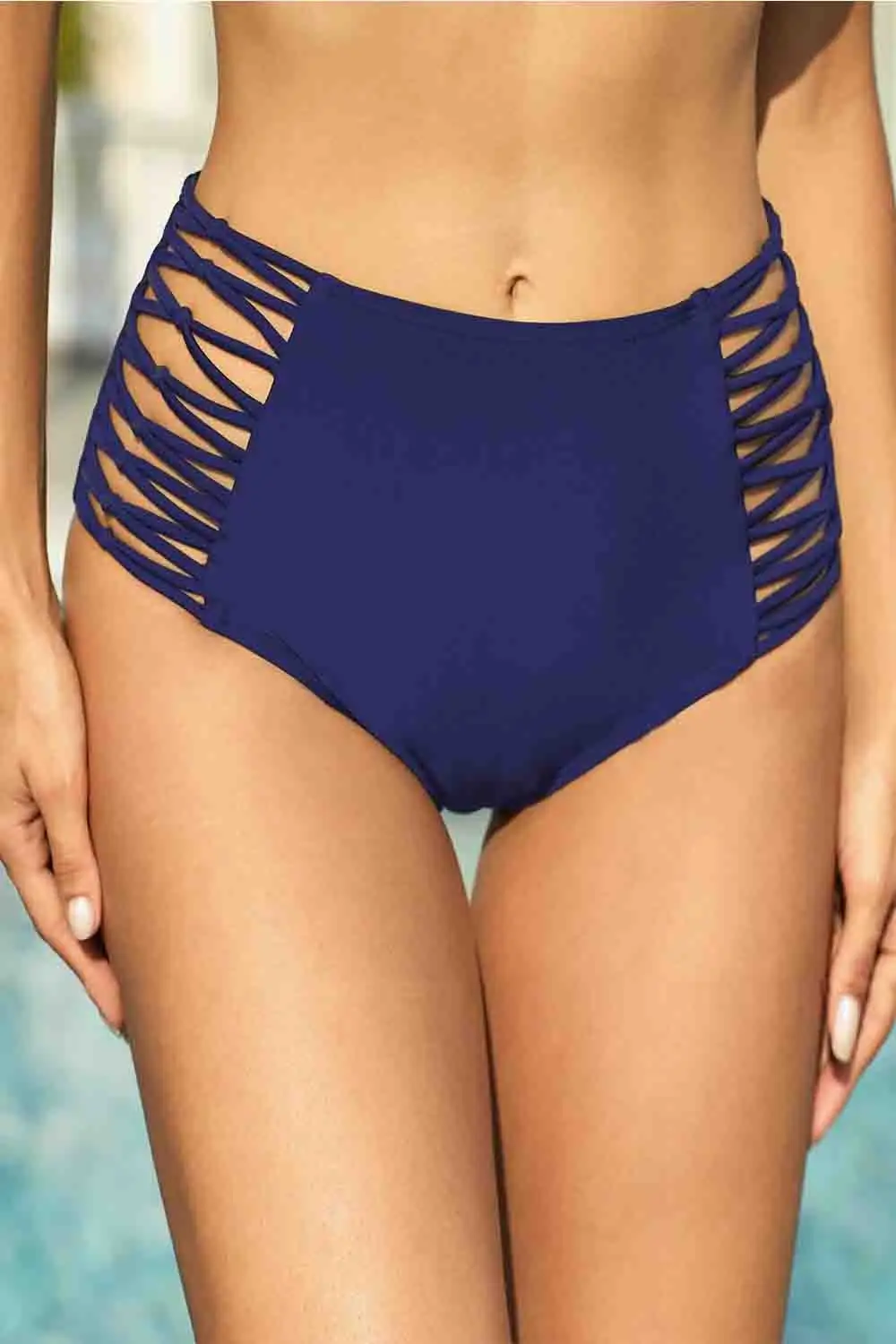 Swimwear Hollow Out Sides High Waist Swim Brief