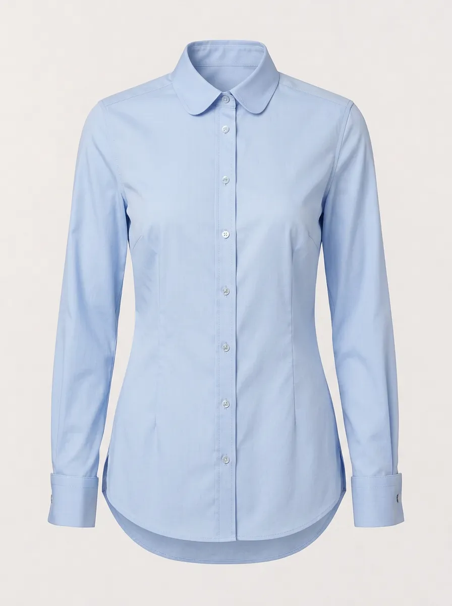 Women's Classic Business Casual Light Blue Button-Down Shirt