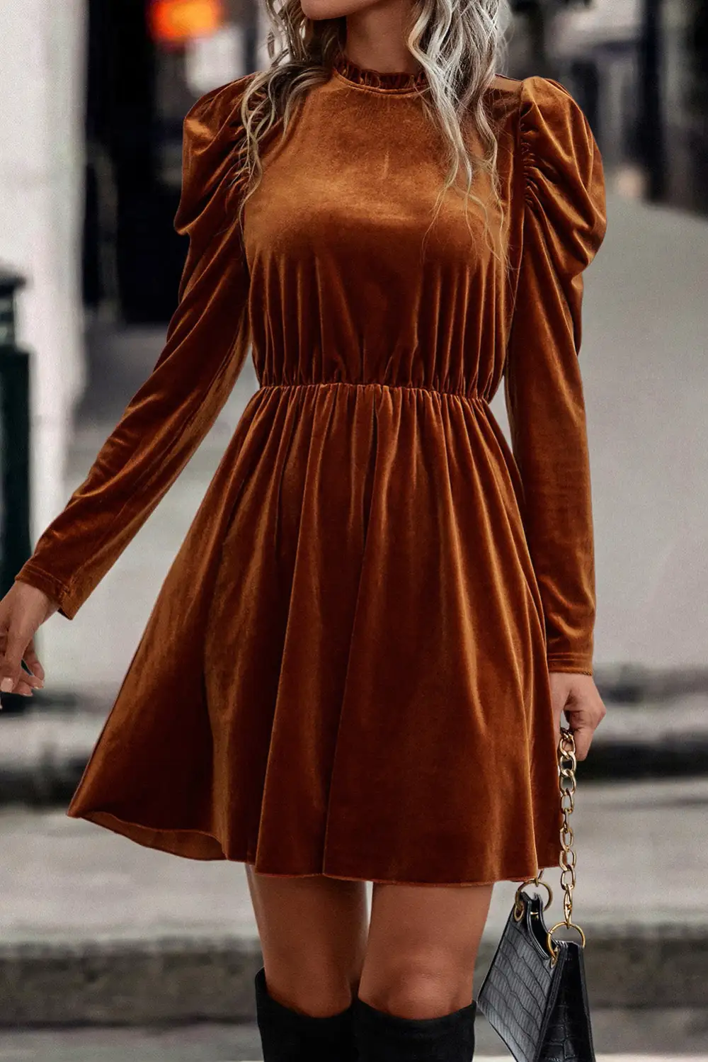 Velvet Look Mini Dress