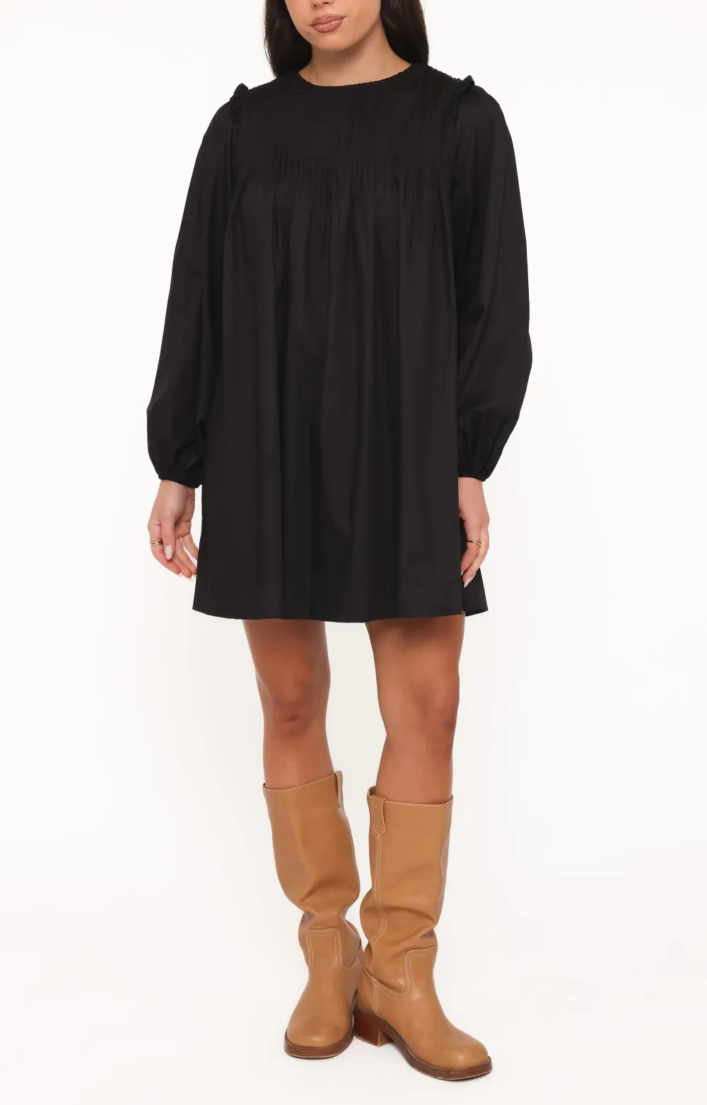 Long Sleeve Cotton Mini Dress