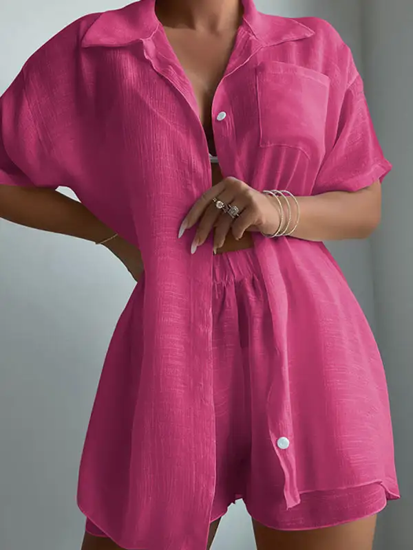 Loose Sun Protection Short Sleeved Swim Cover Up
