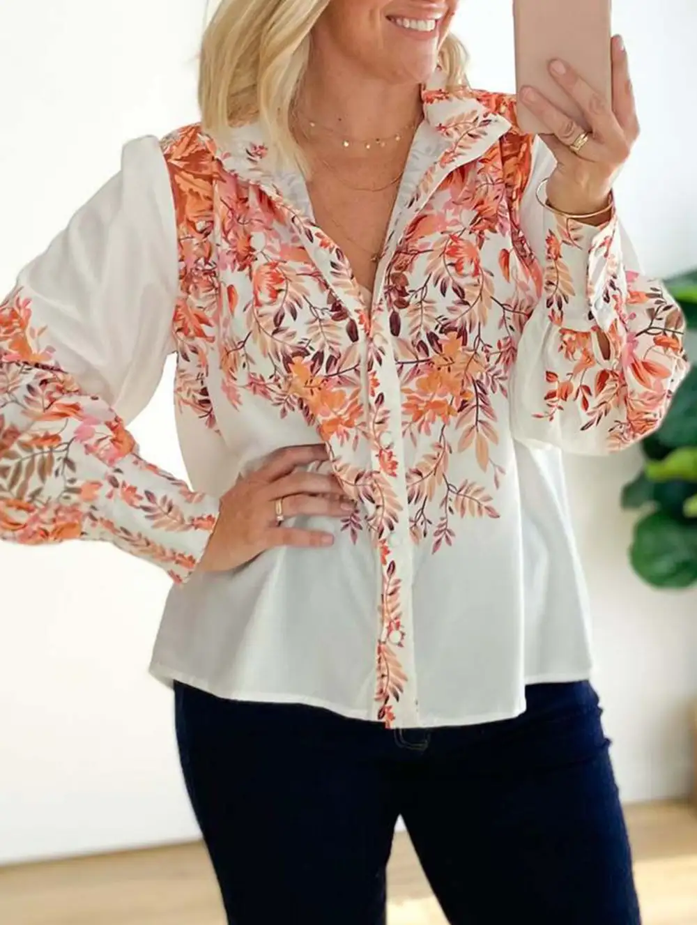 Lantern Sleeve Printed Top