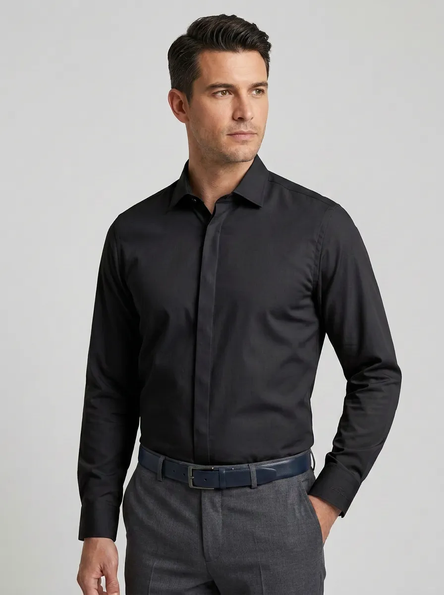 Men's Non-Iron Cotton Light Blue Solid Long Sleeve Shirt