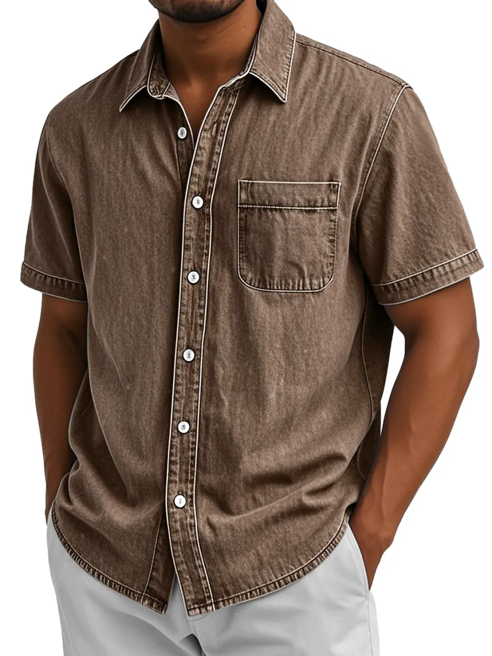 Short Sleeve Camp Collar Pocket Shirt