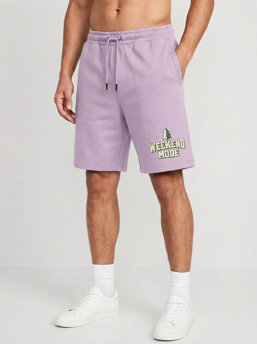 Men's Forest Tree Graphic Drawstring Relaxed-Fit Printed Sweat Shorts