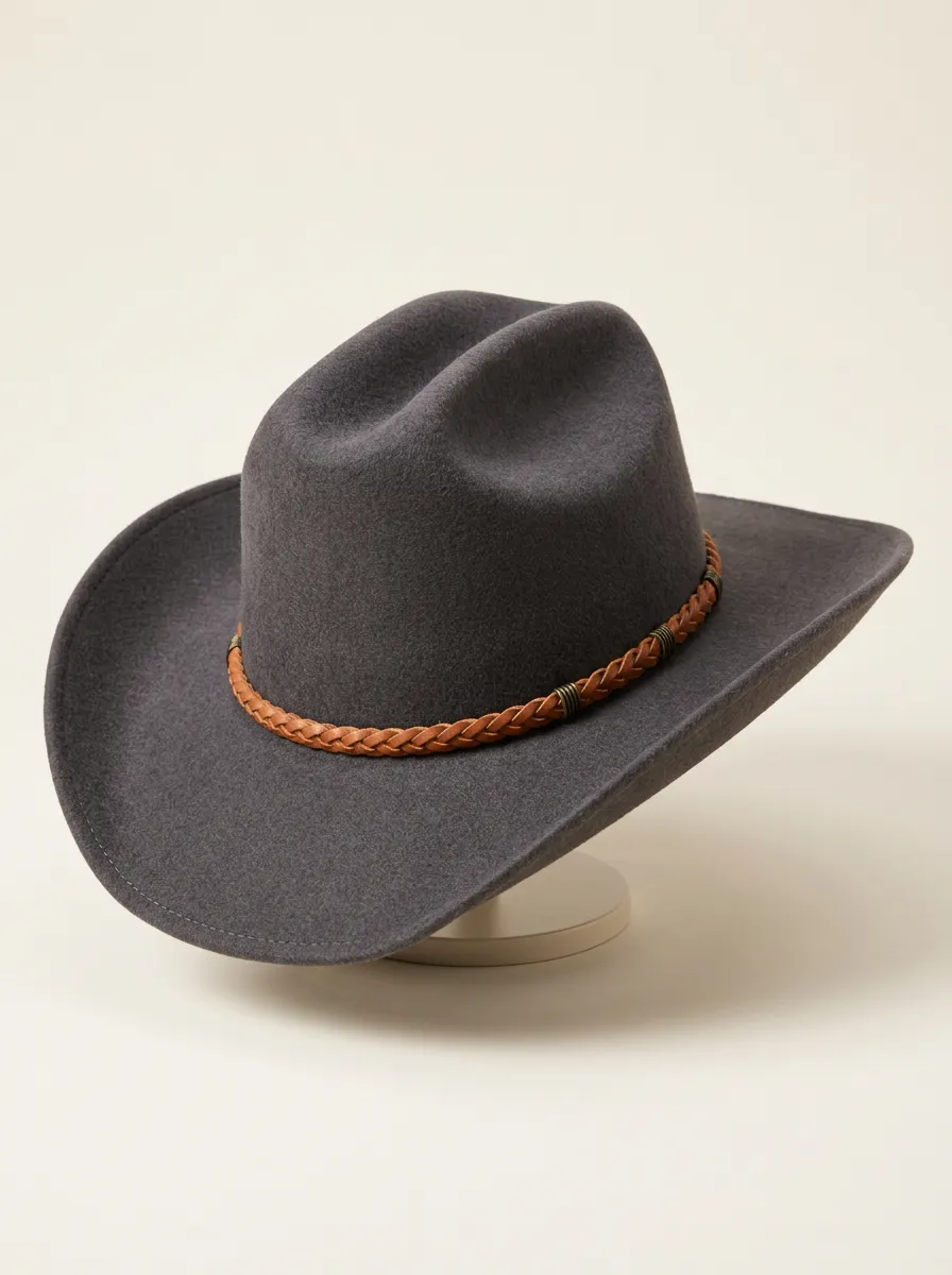 Charcoal Cowboy Hat Featuring Leather Band