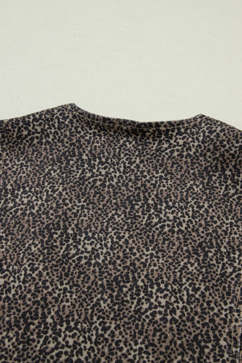 Brown Leopard Print Slim Denim Vest