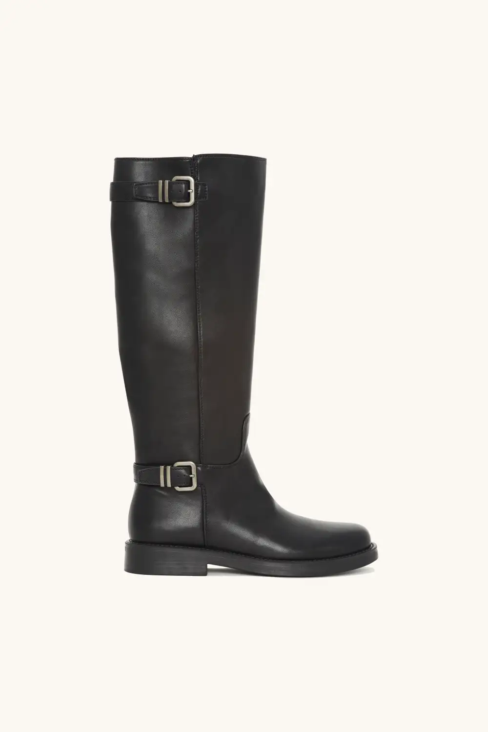 Polished Metal Buckle Riding Boots