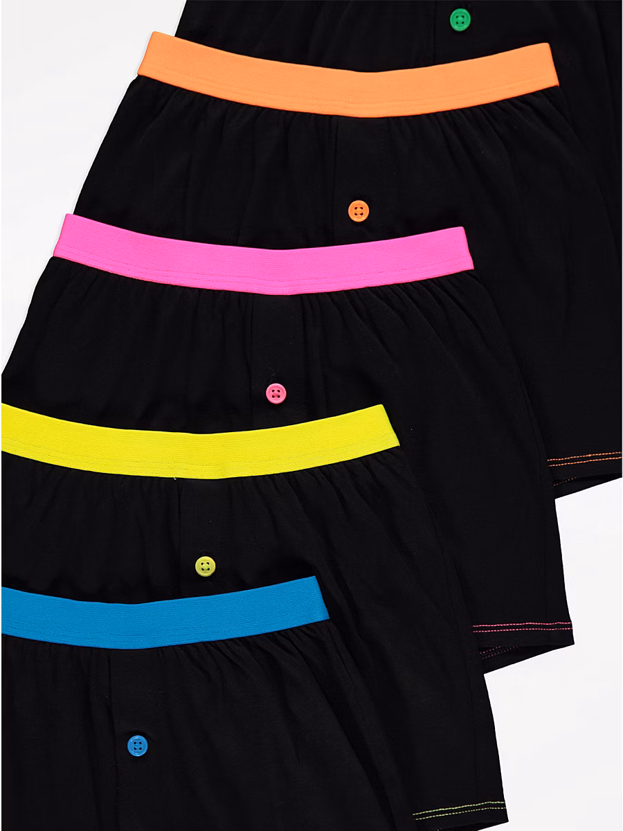 Black Neon Trim Boxers 5 Pack detail 1