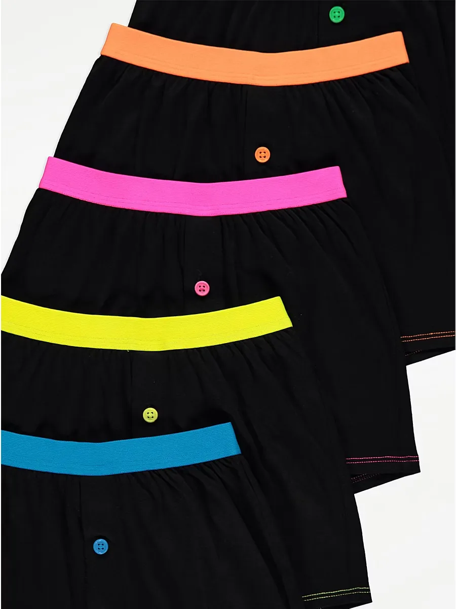 Black Neon Trim Boxers 5 Pack