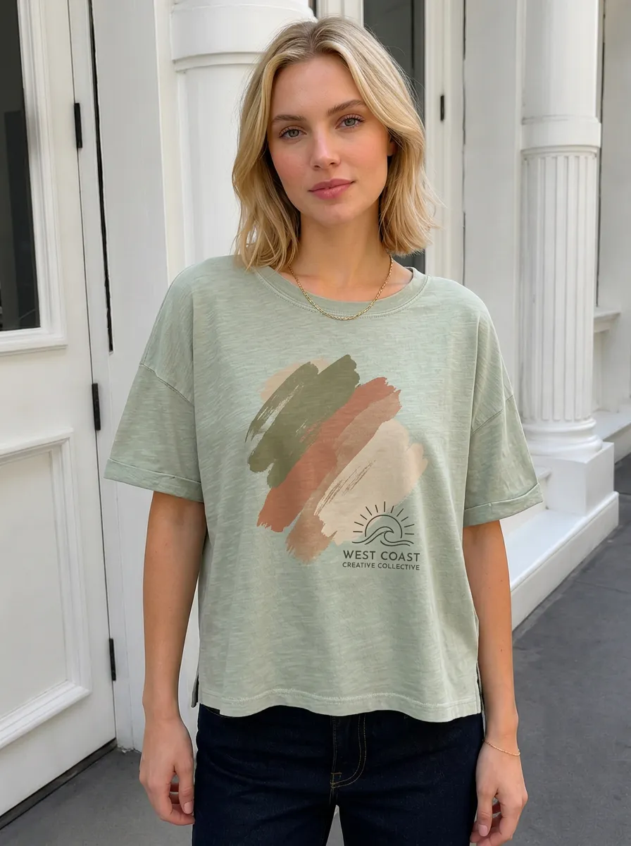 Women's West Coast Creative Collective Brushstroke Printed T-shirt