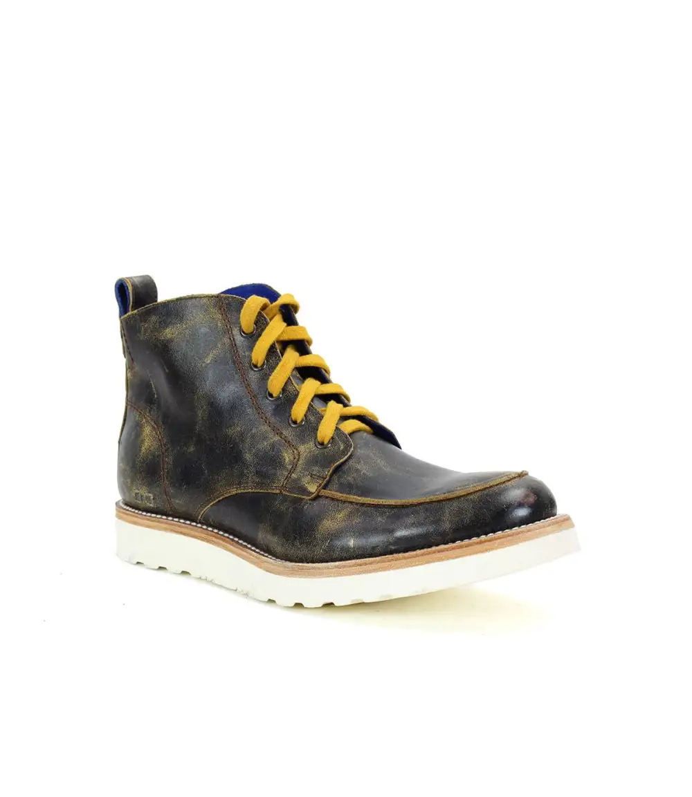 Apron-Toe Lace-Up Distressed Work Boots