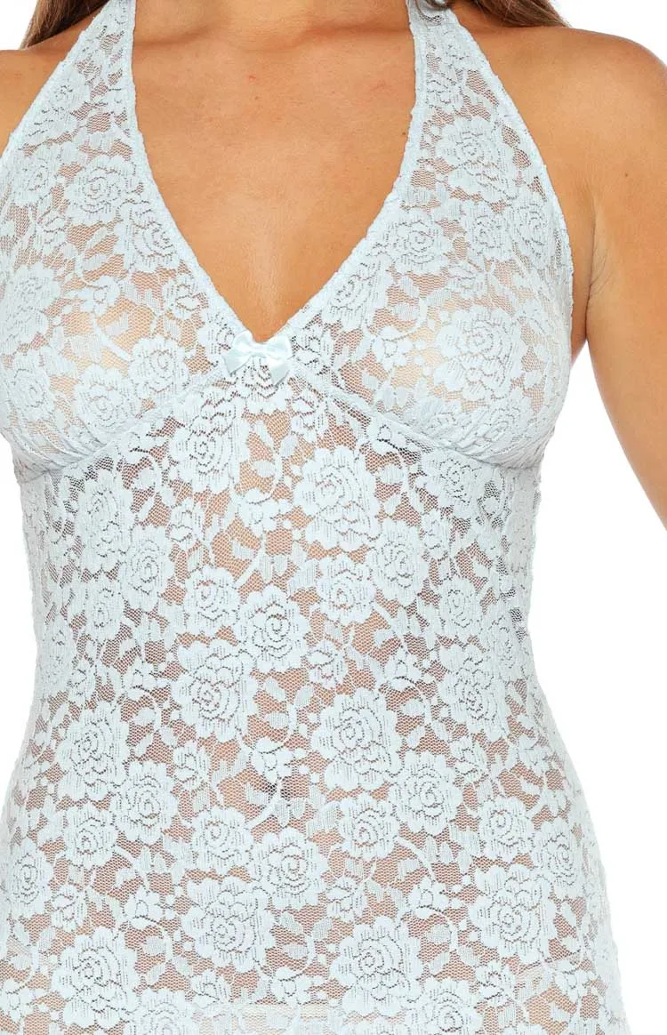 Halter Neck Frills Sheer Mini Dress
