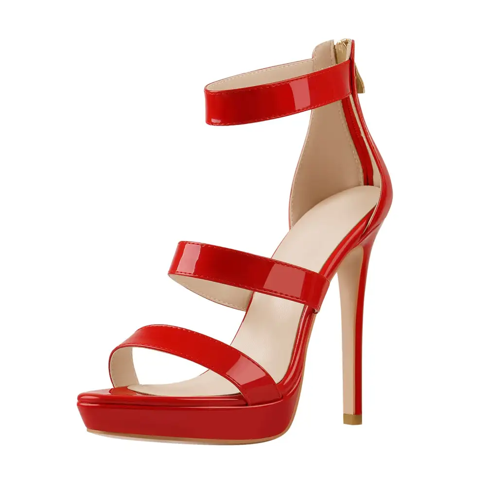 Ankle Zip Platform Stiletto Band Sandals