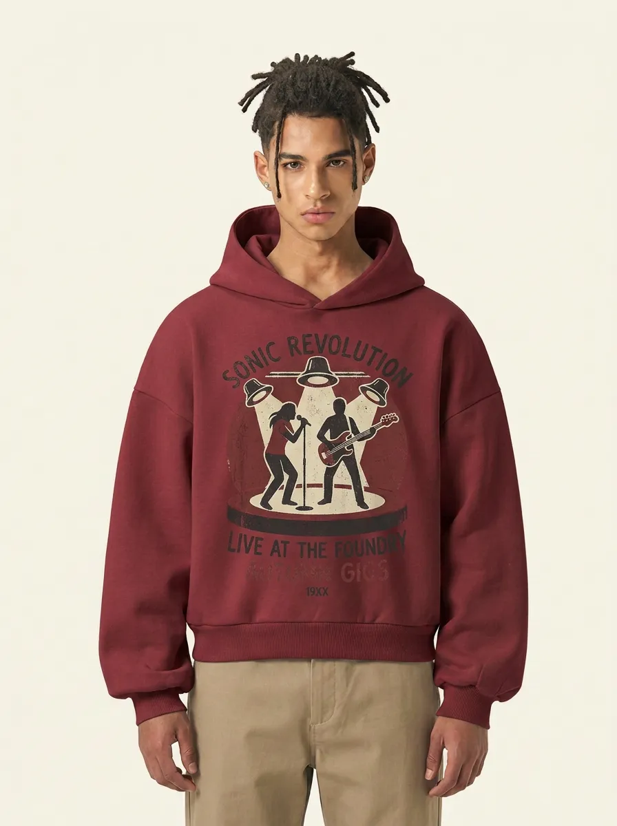 Men's Rock Band Sonic Revolution Stage Printed Hoodie