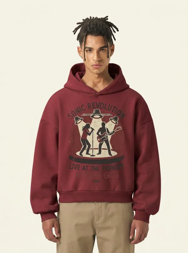 Men's Rock Band Sonic Revolution Stage Printed Hoodie
