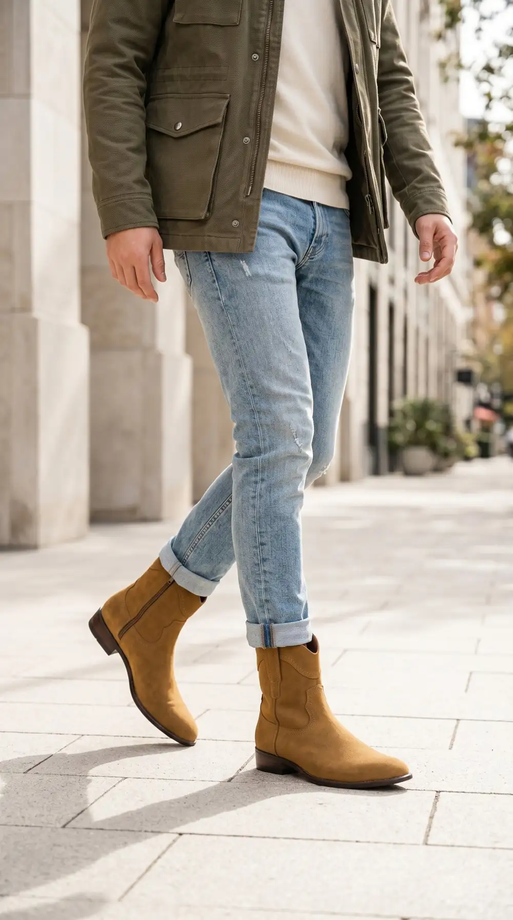 Faux-Suede Suede Faux-Leather Western Boots