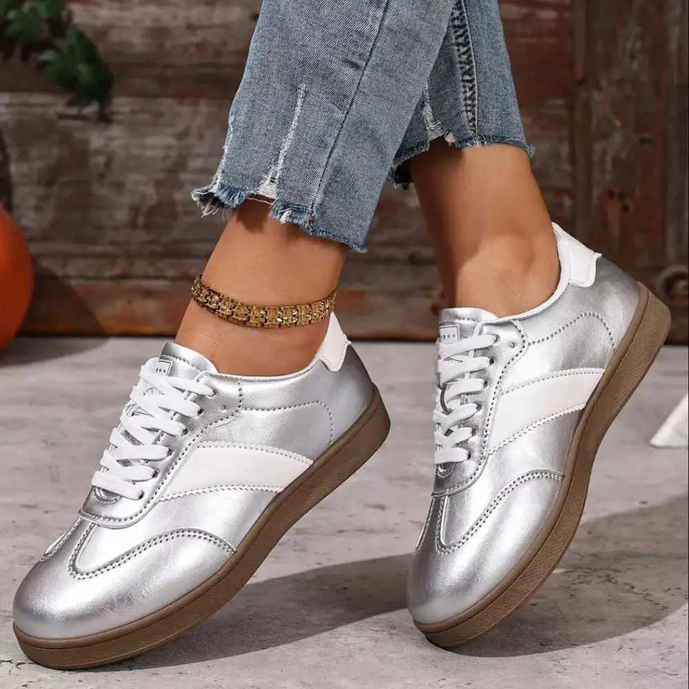 Modern Round Toe Lace-Up Sneakers