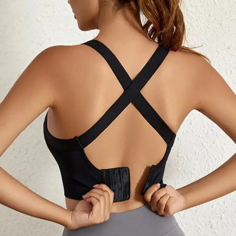 Strappy-Back Sports Bra with Secure Closure