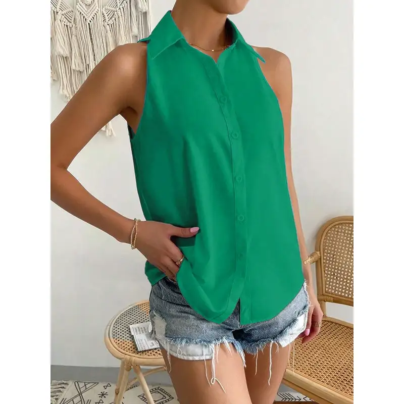 Women's Split-Hem Lapel-Collar Relaxed Blouse