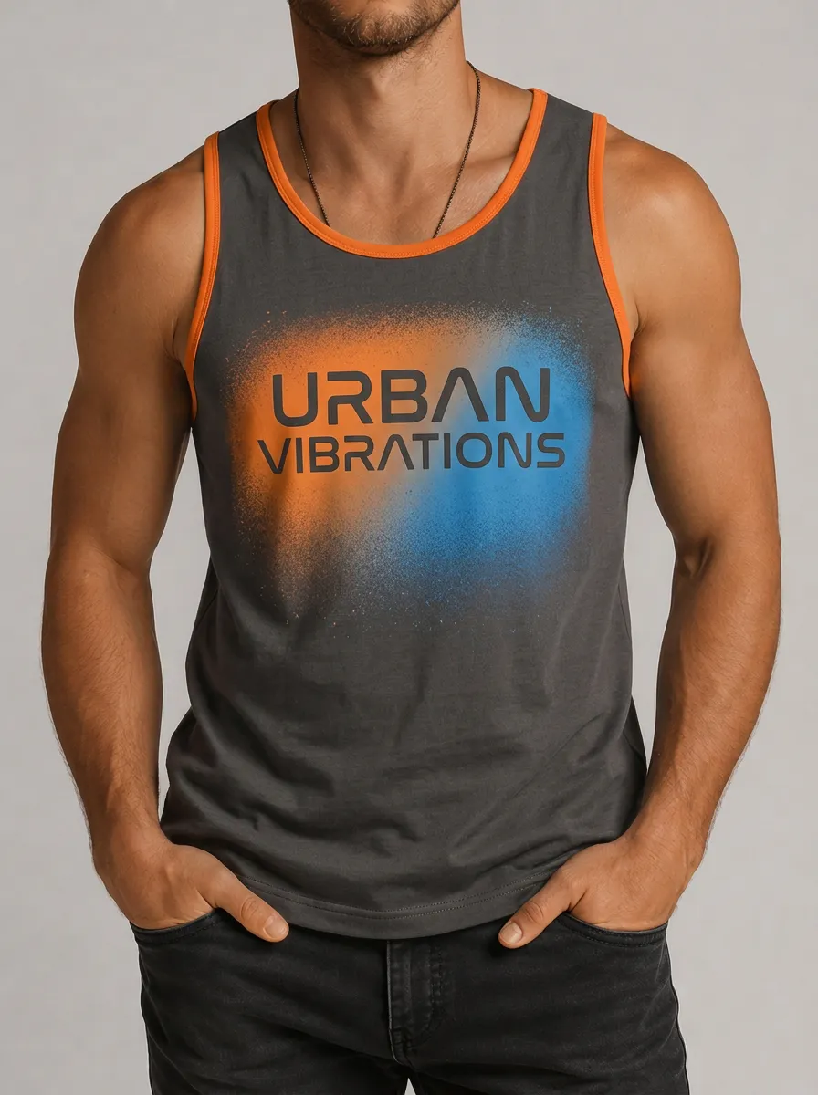 Men's Urban Vibes Spray Paint Graphic Printed Tank Top