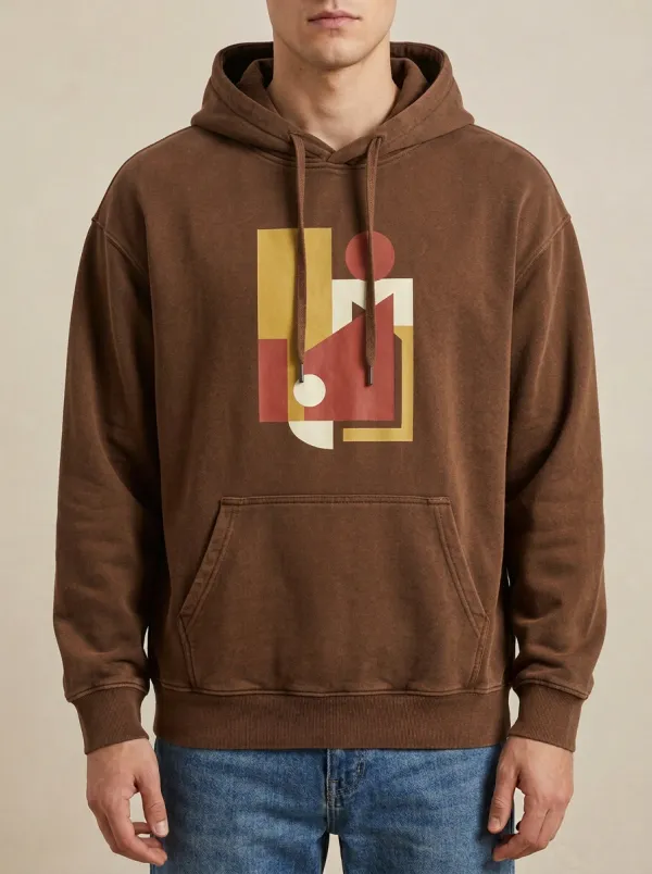 Men's Streamlined Abstract Geometric Art Print Hoodie