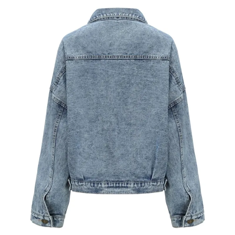 Button-Down Drop-Shoulder Denim Jacket