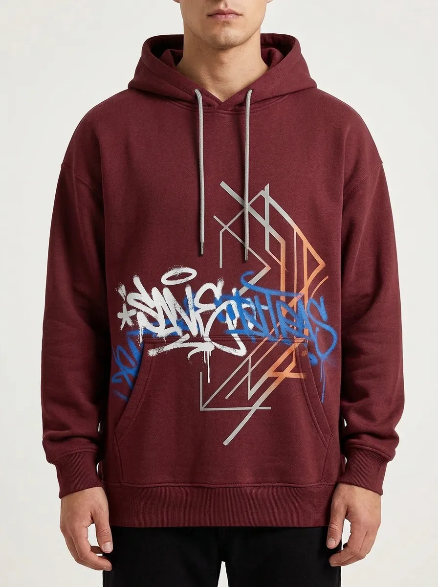 Unisex Streetwear Graffiti Abstract Geometric Hoodie