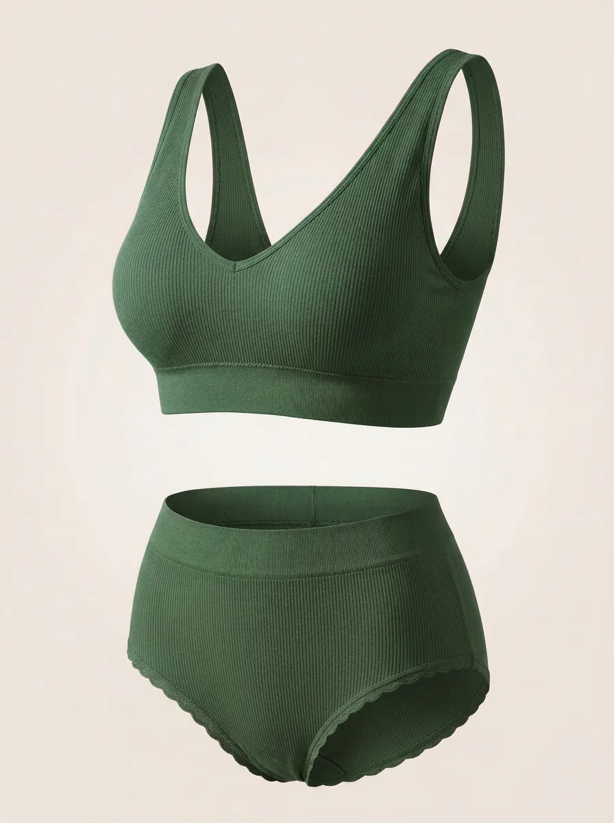 Ribbed Seamless Bralette Set
